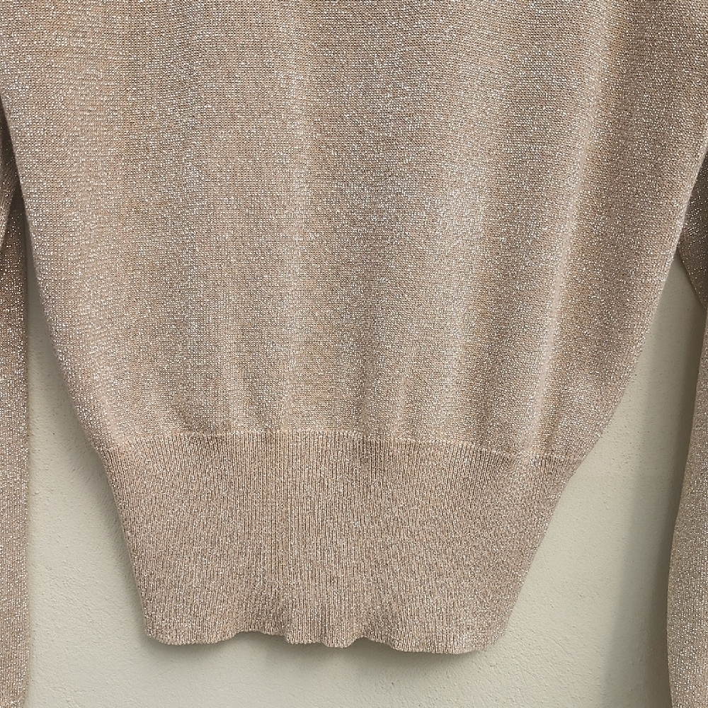 Josephine Chaus Vintage Shimmering Beige Turtleneck Sweater - Picture 4 of 6